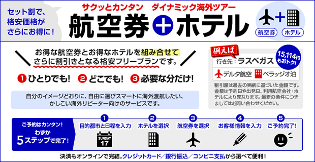 航空券+ホテル ダイナミック海外ツアー